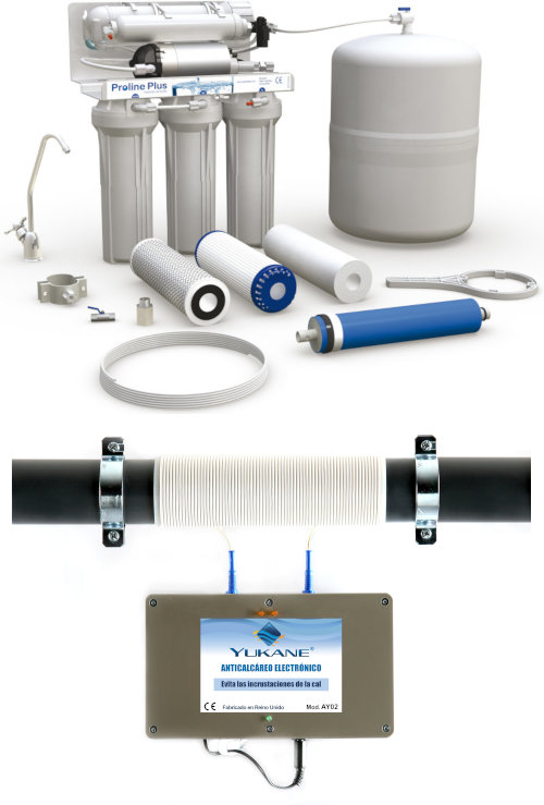 Osmosis Inversa 5 etapas Proline Plus con Bomba + Descalcificador Anticalcáreo Electrónico YUKANE AY02